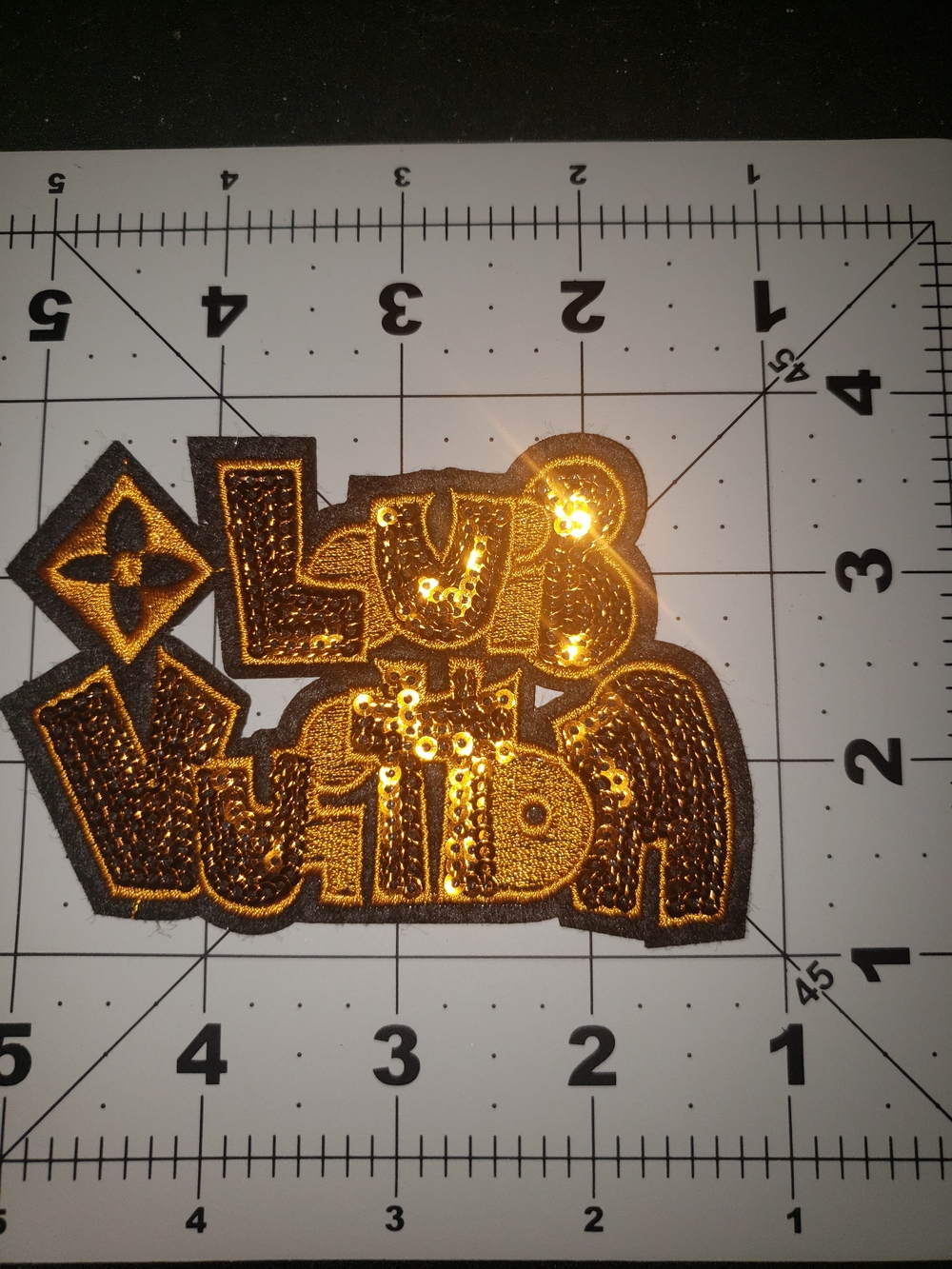 Gold Sequin 'Louis Vuitton Decorative Patch